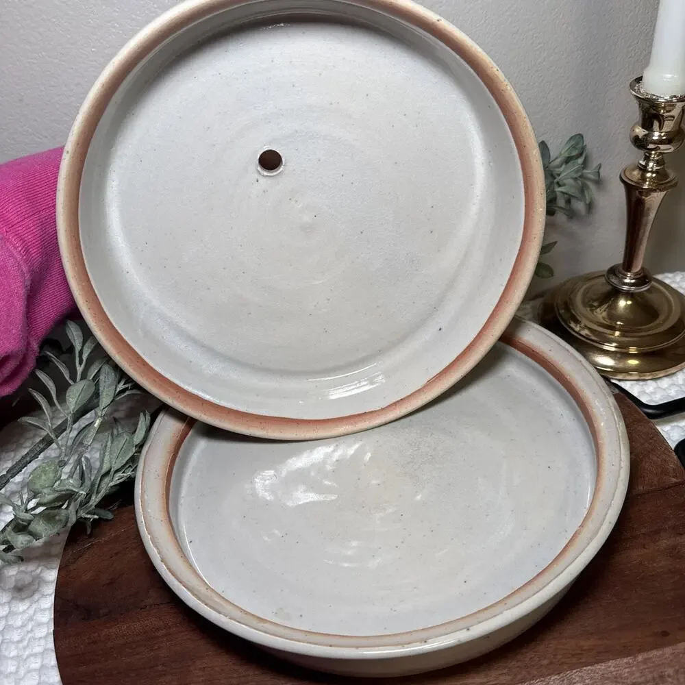 VTG Signed Studio Pottery Stoneware Covered Casserole Dish 9” Handmade Lidded